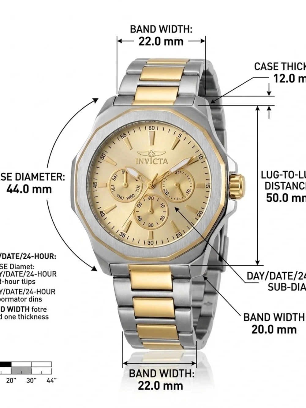 Invicta Two-Tone Gold and Silver Stainless Steel Chronograph Watch